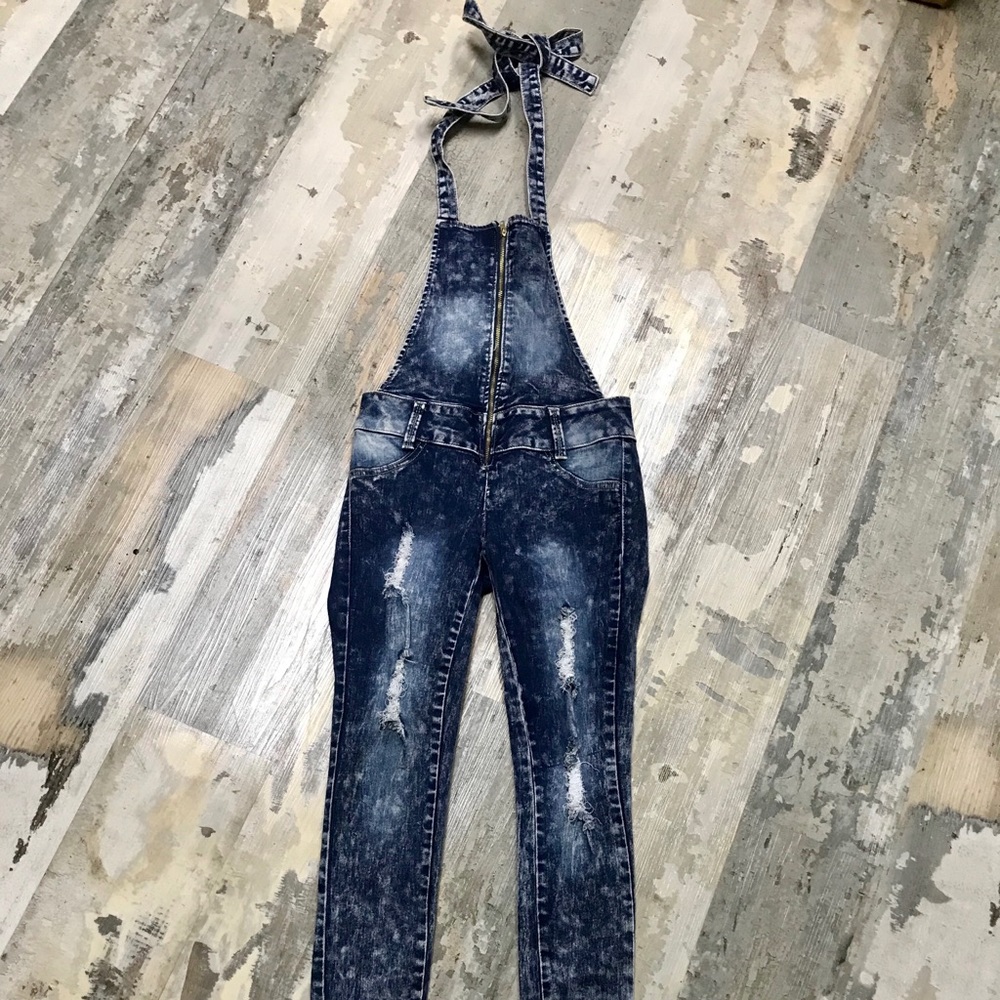 Acid wash Holter overalls